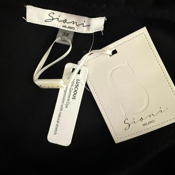 Sioni‎ Milano Black Knit Sweater With Embroidered Sheer Sleeves, NWT! Size 3X - Picture 6 of 7